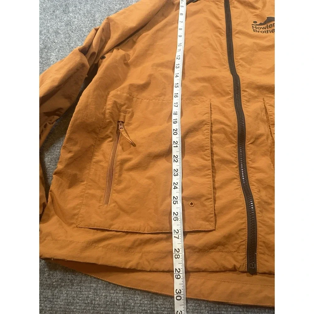 Howler Bros Mens XL Orange Windbreaker Jacket Zip Outdoors Hiking Cinch Waste